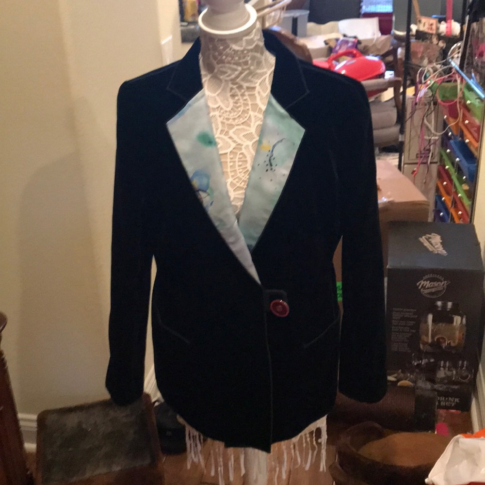 Authentic Giorgio Armani Black Velvet/Blue Blazer
